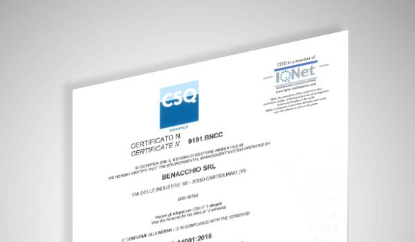 Benacchio | certificazione ISO 14001