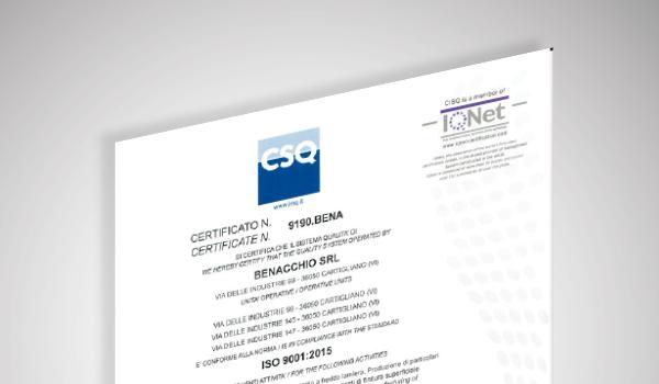 Benacchio | certificazione ISO 9001